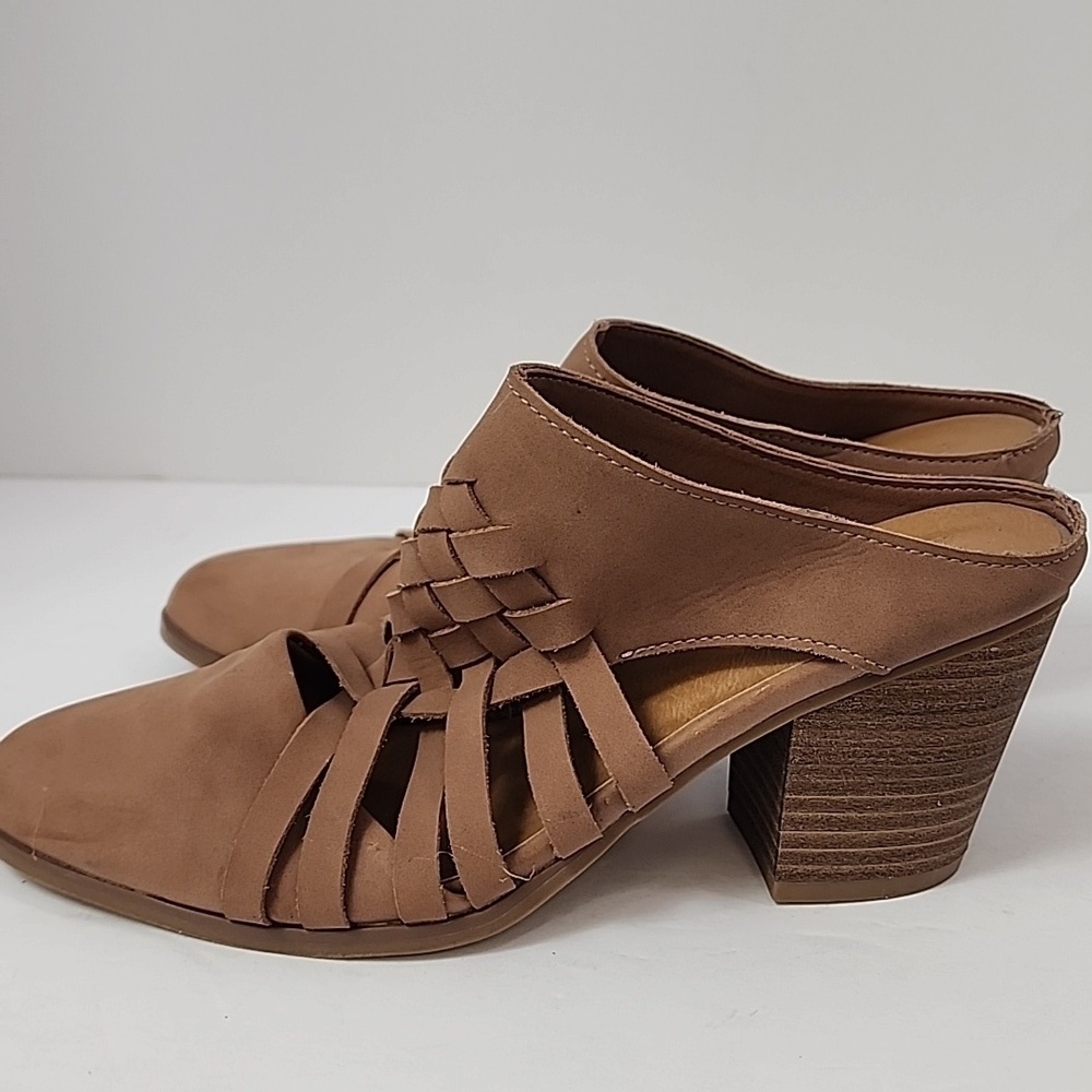 Universal Thread Brown Cutout Mule Heels Block Heel Size 7.5